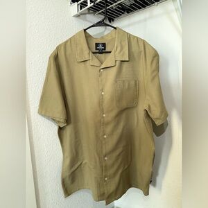 Volcom Men's Casual Tan Button Down Shirt